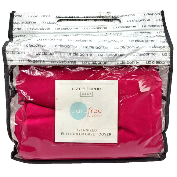 Liz Claiborne Home Fuschia Duvet Cover Oversized Full/Queen Cotton 90x90" NEW! - Picture 1 of 10